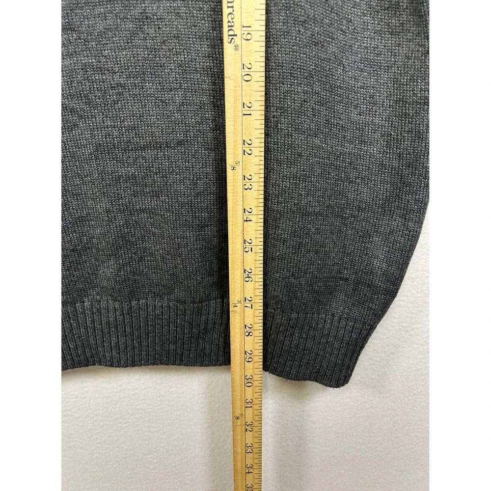 Classic Preppy Michael Brandon Mens XL Charcoal Grey V-Neck Striped Knit Sweater